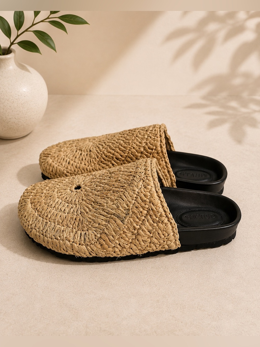 STAUD Dia Raffia Mule Size 35 NWOB Made in Portugal Woven Slides - Picture 7 of 11